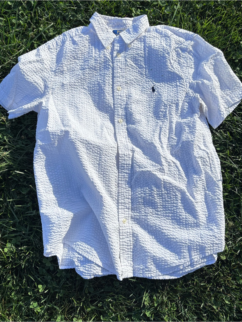 Polo White Seersucker Short-Sleeve Kids Shirt